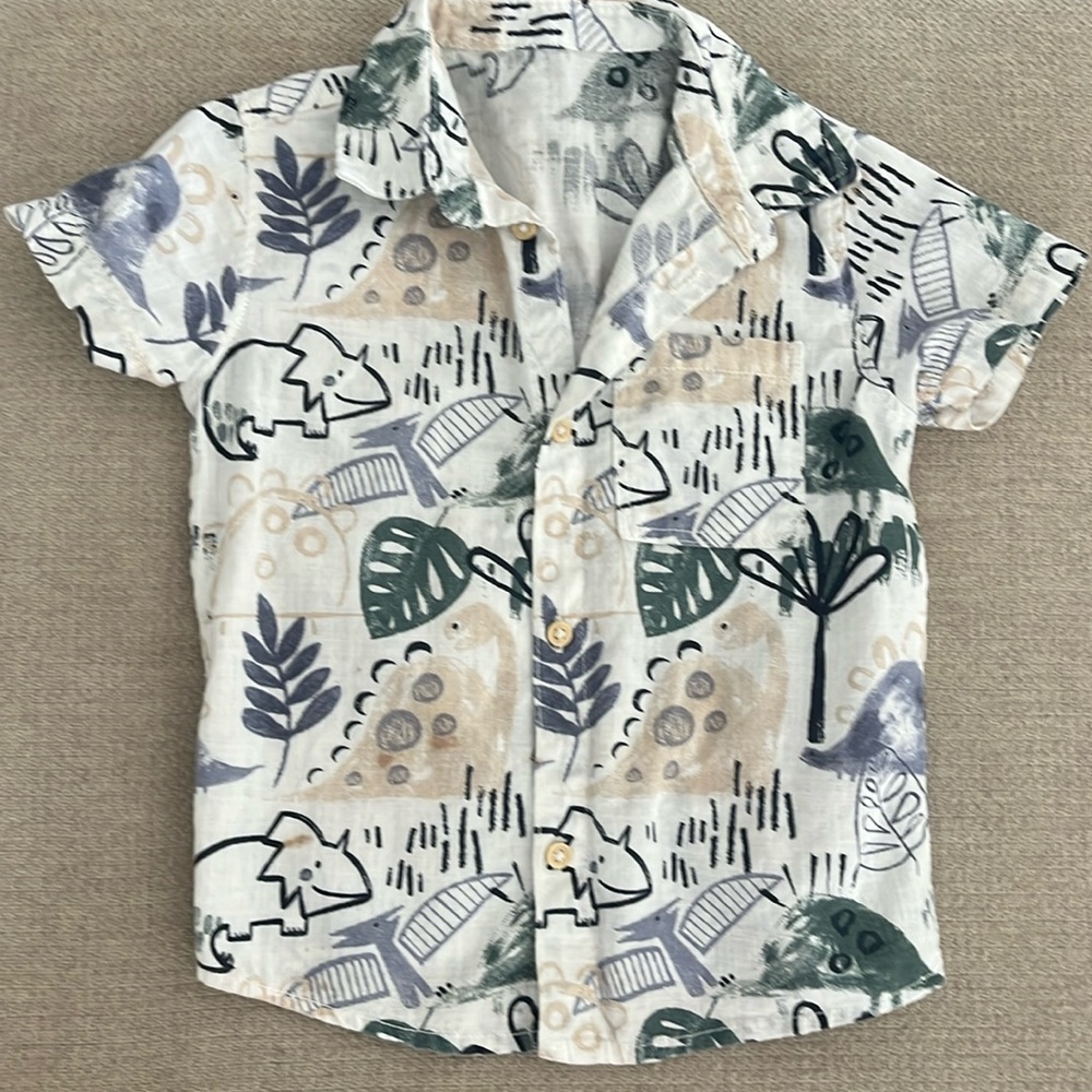 💙5 for $10💙 George Dinosaur Short sleeve button up shirt 2-3yr 100% cotton